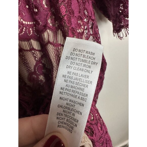 Adrianna Papell Purple Lace Sheer Long Sleeve Sheath Dress Size 18W Party - Picture 7 of 9